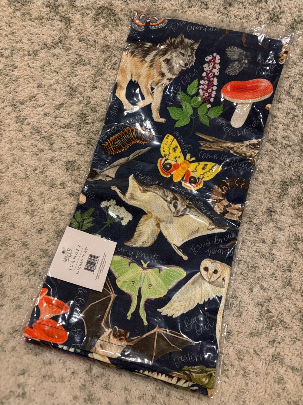 Colorful Florest Animals and Fauna Cotton Kitchen Towel NWT 1canoe2 28”x18”